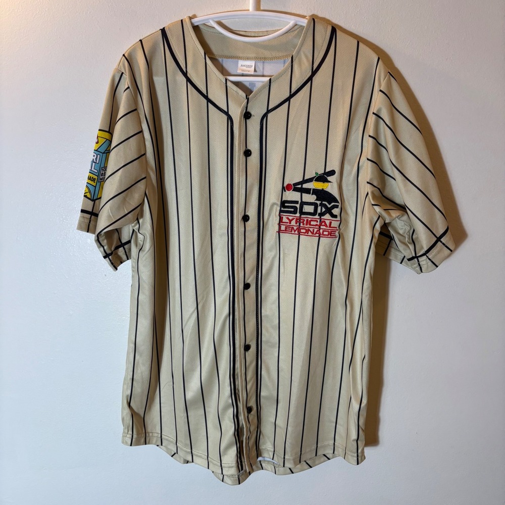 Lyrical Lemonade X Chicago White Sox Baseball Jersey Tan Pinstripe Mens Medium